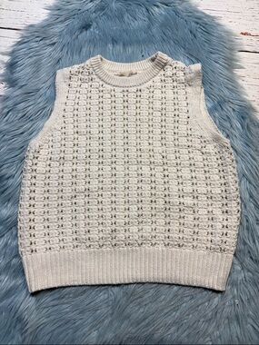 Universal Thread Cream Crochet Knit Sleeveless Vest sz S